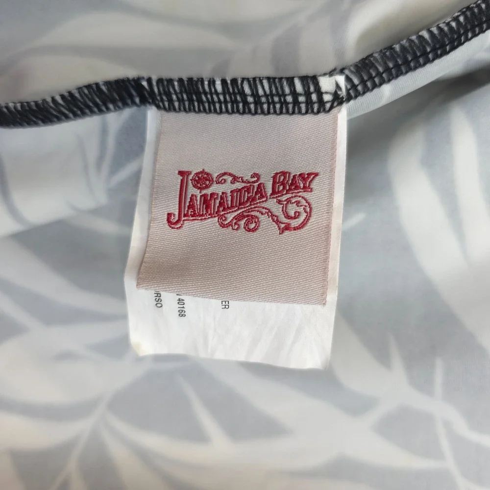 Jamaica Bay Tankini‎ Top Women 12 Black White Palm Leaf Print Padded Babydall
